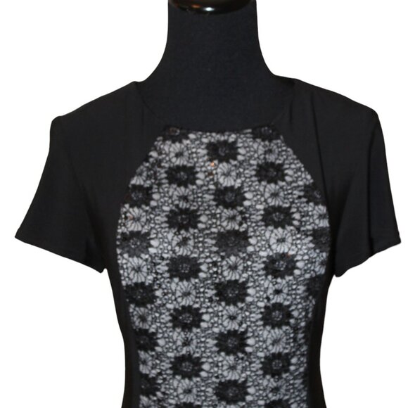 Dressbarn Collection Black Lace Sequin Slim Bodycon Evening Dress, Size 6 EUC - Picture 7 of 11